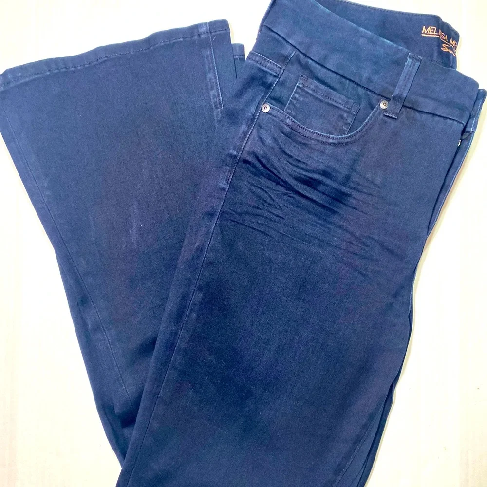 Melissa McCArthy Seven7 Dark Wash Micro Flare 70’s Inspired Jeans Size 16 W - Picture 1 of 16